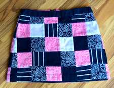 Vineyard Vines Patchwork Skirt Girls Sz 10 Pink Navy Blue White Lined EUC