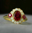 2Ct Oval  Lab-Created Ruby Halo Fire Opal 14K Yellow Gold Plated Engagement Ring