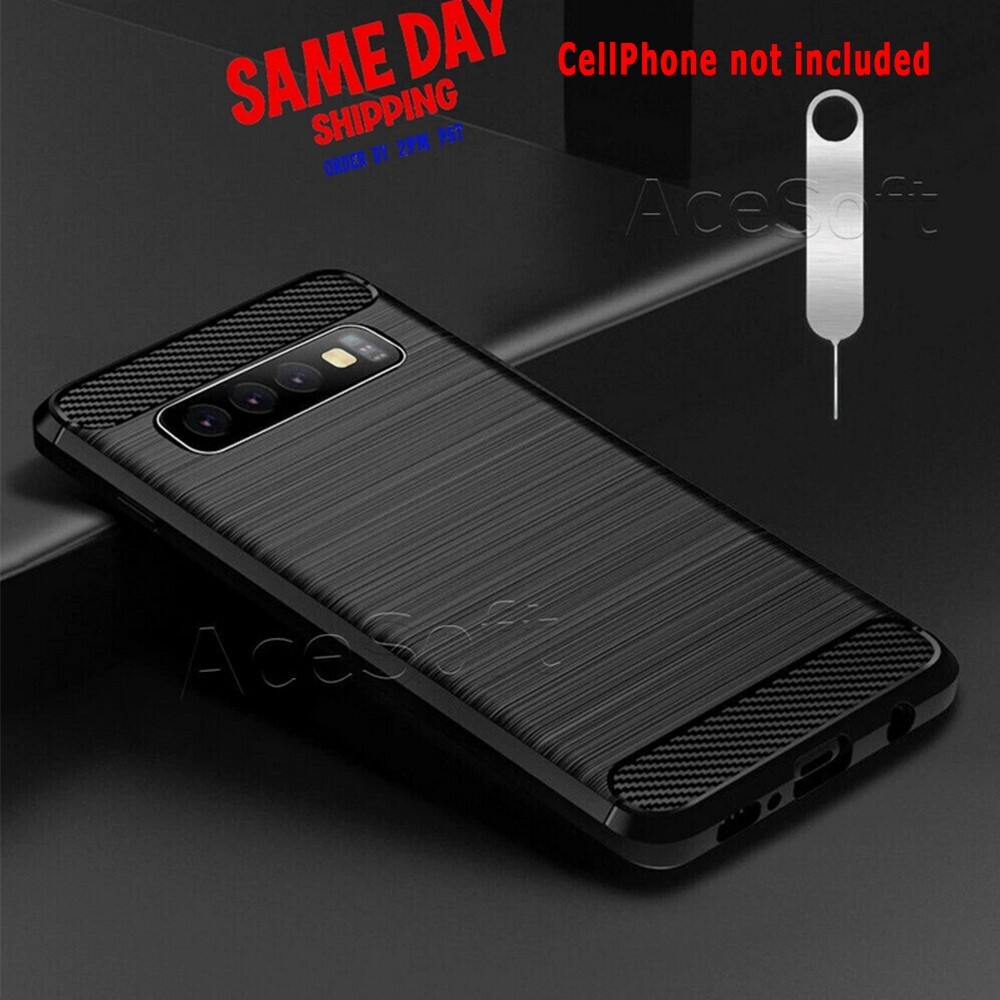 Carbon Fiber TPU Soft Armor Case Cover for Samsung Galaxy S10+ S10 Plus  Phone