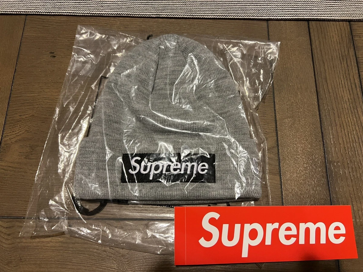 Supreme New Era Box Logo Beanie (FW22) Heather Grey | eBay