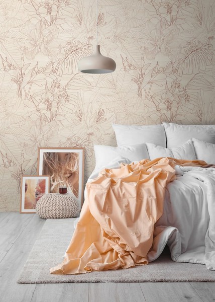 Fototapete Vlies Blumen Palmen BläTter Dschungel Beige Creme 39886-1 (5,61€/1Qm)-image