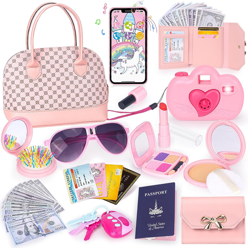 Play Purse for Little Girls, 35PCS Toddler Purse with Pretend Makeup for Toddler - Picture 12 of 12