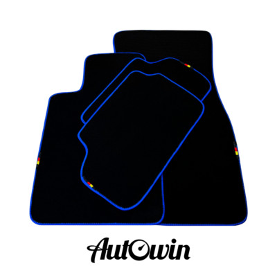 AutoWin Brand Black Floor Mats for BMW X5 Series G05 SUV (2018-2023) Blue Trim