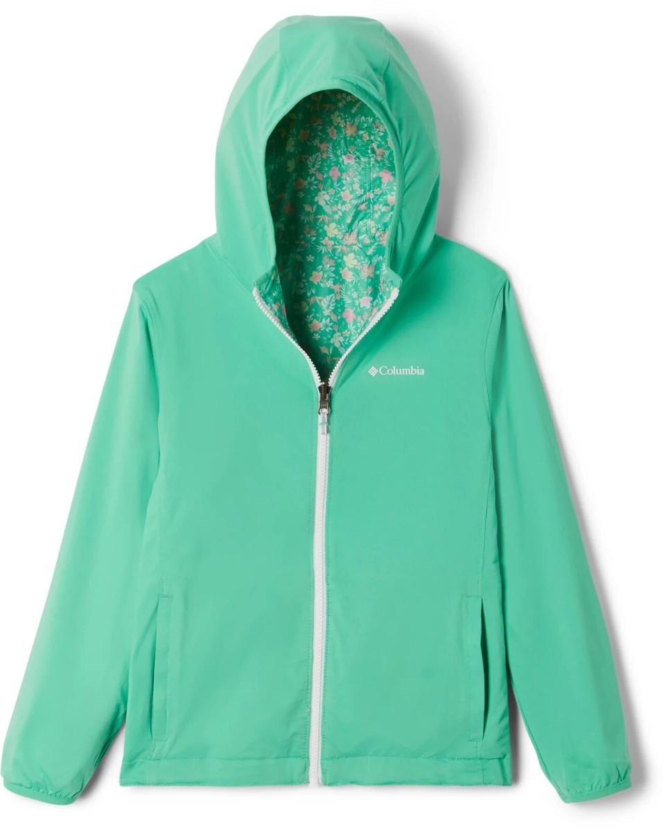 COLUMBIA YOUTH PIXEL GRABBER REVERSIBLE RAIN JACKET SIZE LARGE NWT