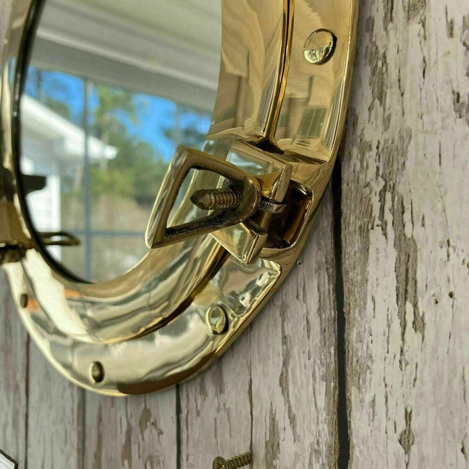 Brass Porthole Mirror - 18inch Polish Finish - Antique Nautical Ship Décor Gift - Image 3 of 4