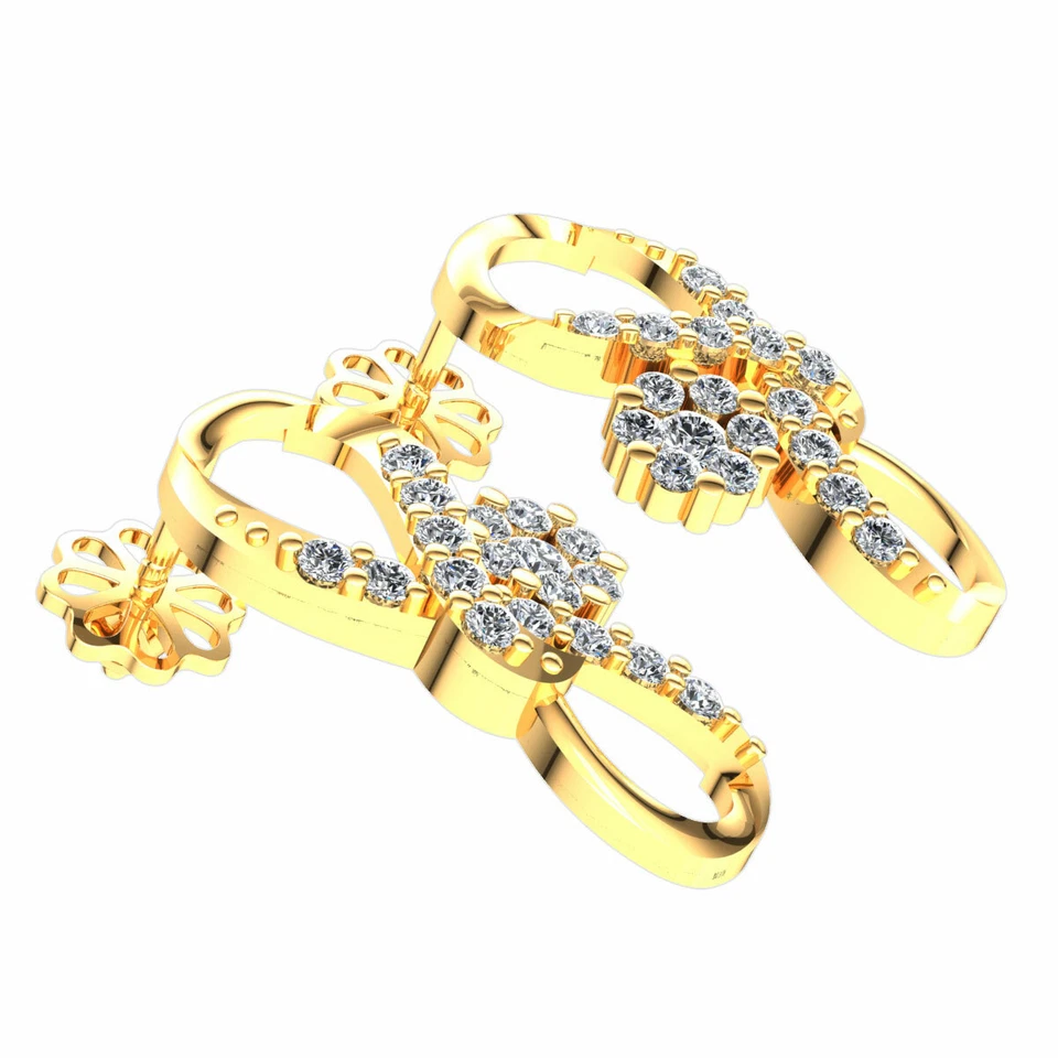 Pendientes racimo infinito de diamantes de corte redondo de 0,33 quilates de oro macizo de 18 quilates para dama Foto 3 de 4