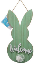 Easter Welcome Green Bunny Hanging Door-Wall-Office Indoor Decor 16" x 8" New