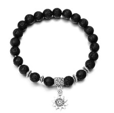 7 Chakra Bracelet Lava Healing Stones Beaded Gemstones Beads Elastic Yoga Stone