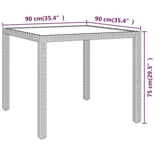NNEVL Garden Table Black 90x90x75 cm Poly Rattan - Picture 5 of 5