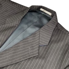 Hickey Freeman Men's 100 Wool 2-Button Charcoal Gray Stripe   48R