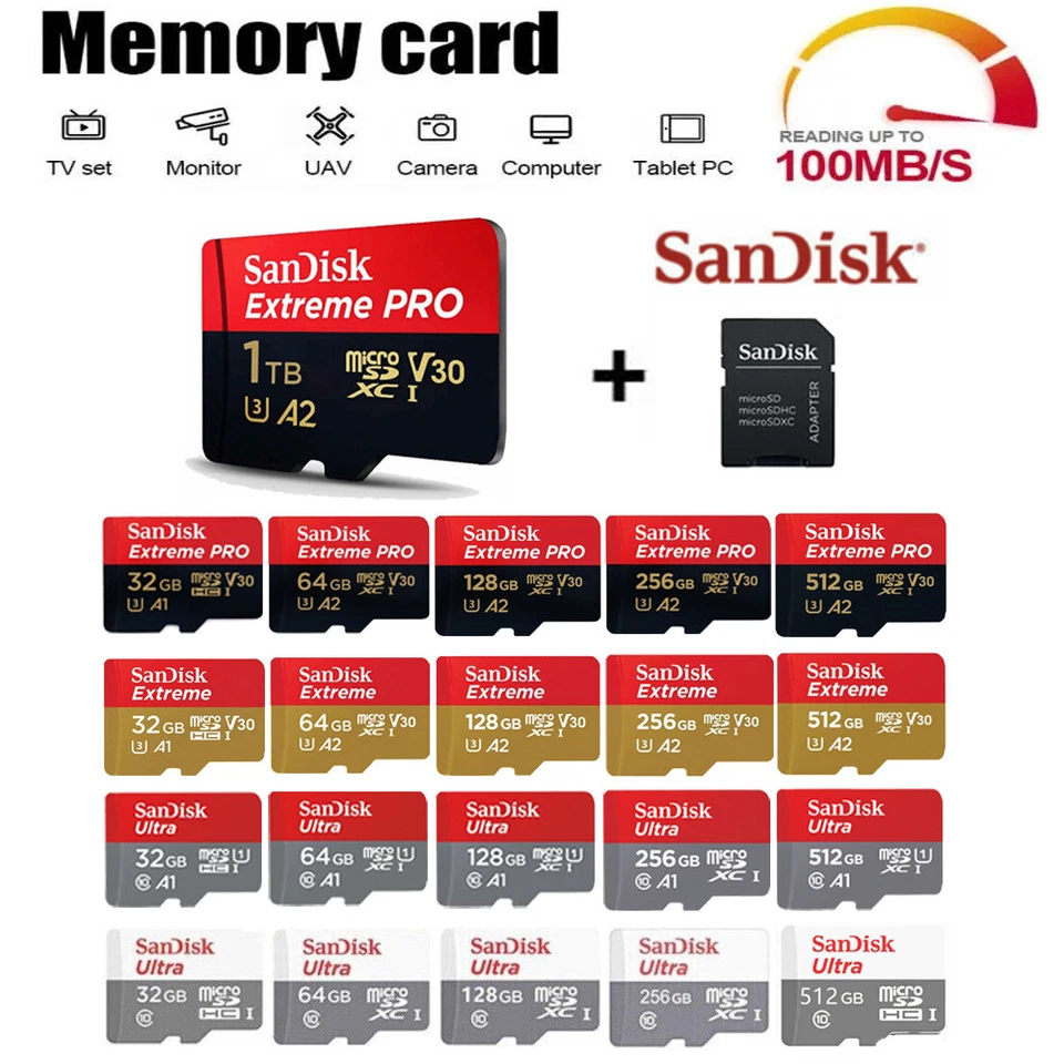 Scheda Di Memoria Micro SD SanDisk Extreme 4K Scheda 64 GB 128GB 256GB 512 GB 1T - Immagine 2 di 4