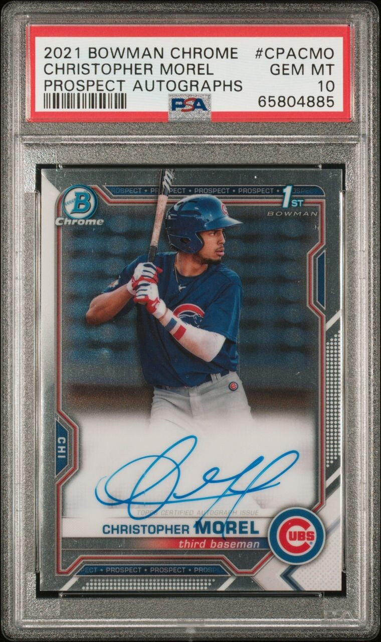 2021 Bowman Chrome Prospects 1st Auto Christopher Morel Rookie PSA 10 Cubs Rays