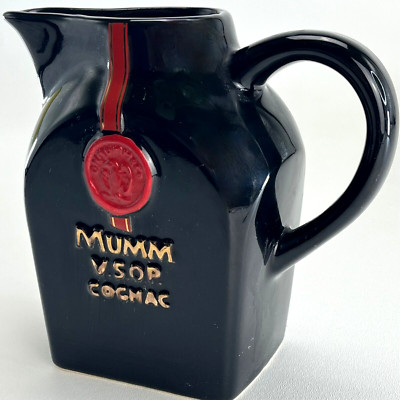 Vintage Mumm VSOP Cognac Water Pub Jug Liquor Pitcher Advertising Black Red 70s