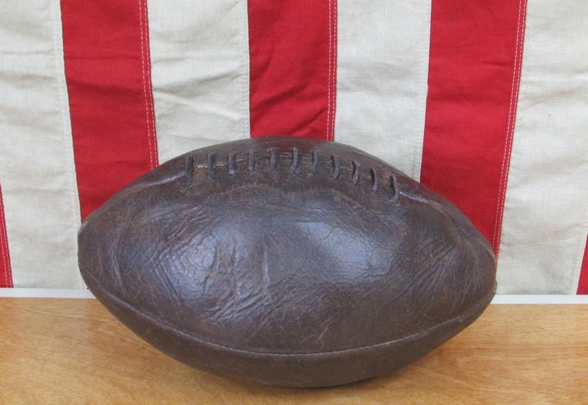 Vintage 1920s Antique Leather Football w/ 11 Laces Transitional