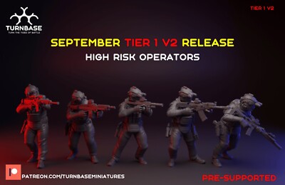 Turnbase Miniature Modern High Risk Operators Squad Zona Alfa Spectre 20 28mm 3D