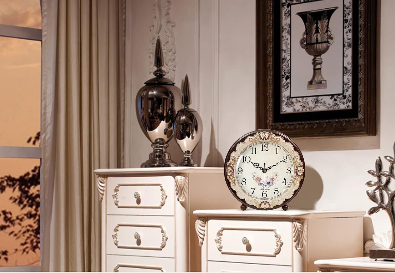 Vintage Tischuhr Retro - Geräuschlose Holz-Uhr Für Wohnzimmer & Büro