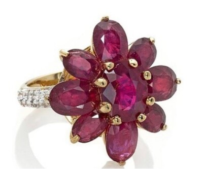 COLLEEN LOPEZ 4ct RUBY WHITE ZIRCON VERMEIL STERLING SILVER GOLD TONE RING 7  MG
