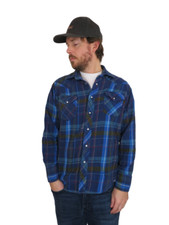 Vintage Wrangler Pearl Snap Flannel Plaid Pearl Snap Western Shirt Mens Sz Large
