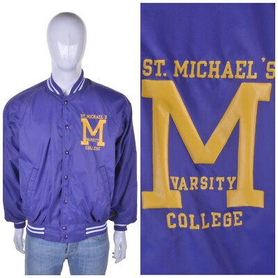 VINTAGE US Satin Varsity Jacket L College University Bomber Letterman Baseball