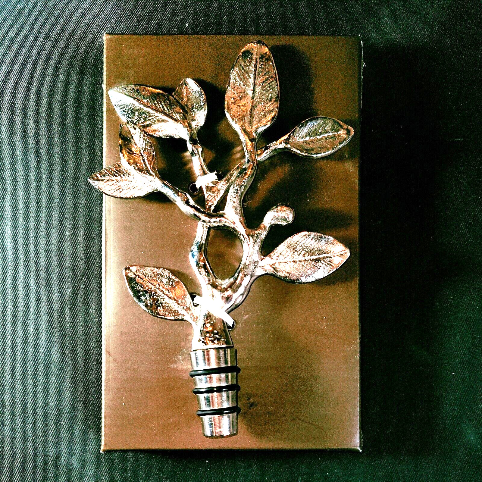 MICHAEL ARAM LEAVES WINE BOTTLE STOPPER, Steel, Signed, GENIUNE