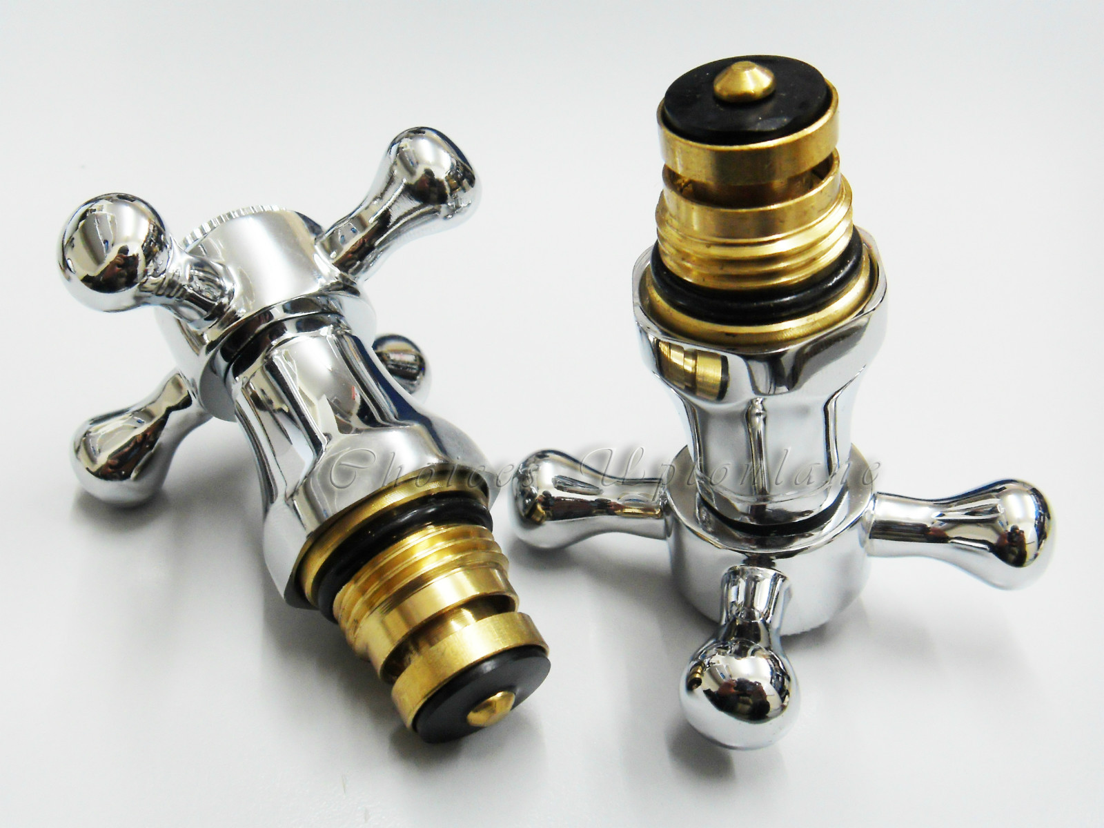 REPLACEMENT HOT & COLD VICTORIAN STYLE TAP TOP HEAD COVERS CHROME