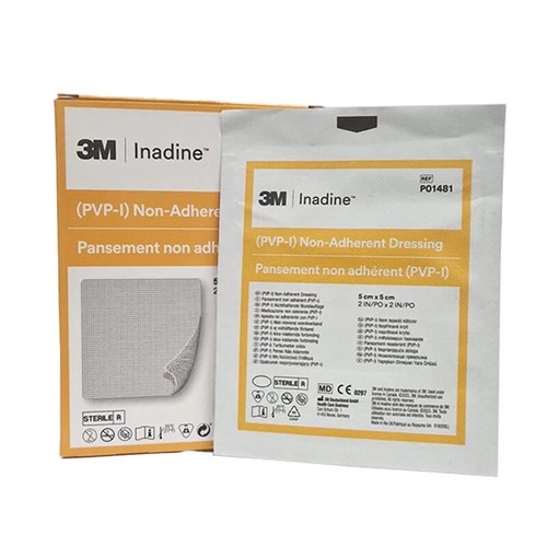 Inadine 5cm x 5cm Non-Adherent Wound Dressings, Povidone Iodine, AntiMicrobial