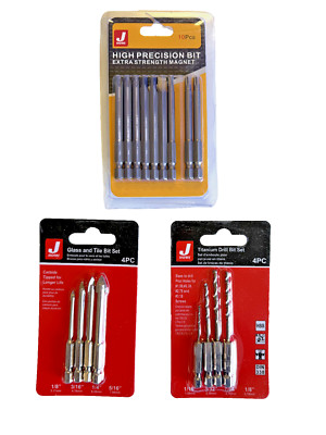 Jhome 3 piece 17 bits set precision bit+ glass&tile bit+ drill bit set