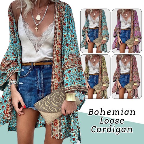 Womens Floral Boho Cardigan Ladies 