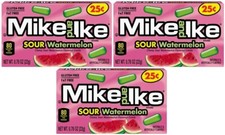 3x Mike Ike Sour Watermelon Minis Chewy Flavored Candy 22g
