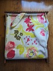 Folding Wood Knit Floral Fabric Magazine Rack Sewing Yarn Basket 22"x17"