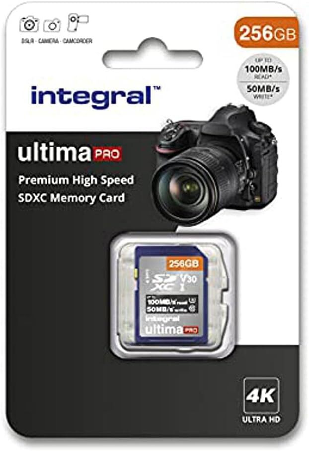 Integral - Scheda SD da 256 Gb, memoria ad alta velocità 4 K, SDXC 256 GB.