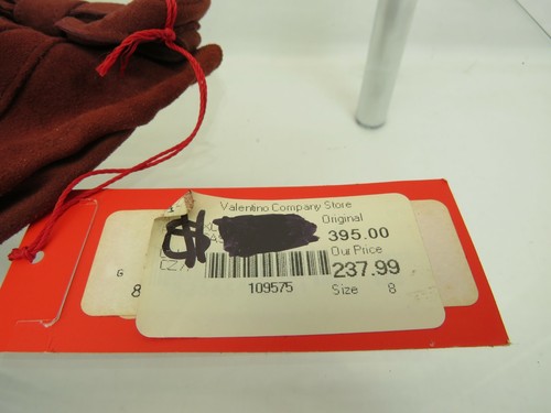 NUEVOS CON ETIQUETAS GUANTES DE ARCO DE GAMUZA DE GAMUZA BORGOÑA TALLA 8 ITALIA - Imagen 12 de 12