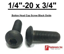 1/4-20 x 3/4" Button Socket Head Cap Screws Allen Hex Black Oxide Alloy Steel