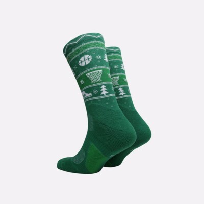 Nike ELITE Crew Basketball Socks HOLIDAY Green/White SMALL (YOUTH 3-5)  7866-312