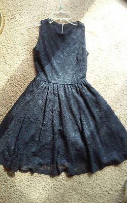 XS) Soprano NAVY blue long exposed zipper Full lace semi formal prom extra small
