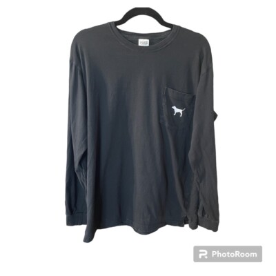 Pink Brand Long Sleeved Logo Shirt 170/96A medium Black with White Logo
