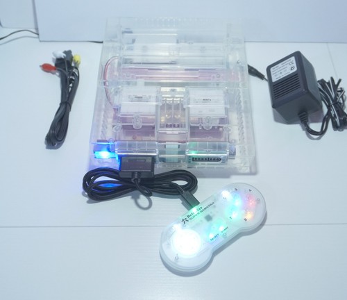 Transparent Clear Super Nintendo SNES Game Console SNS-001 with Blue LED - Picture 1 of 14