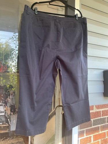 LL Bean Classic Fit Adjustable Waist Chino Pant Womens Sz 24W Navy Blue Nwot - Picture 2 of 3