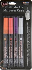 Uchida Bistro Chalk Marker Fine Point Set 4/Pkg-Fluorescent Violet, Orange, Red