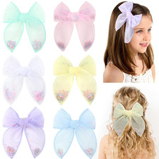 Tulle Hair Bows for Girls, Toddler Bows with Glitter Star Alligator