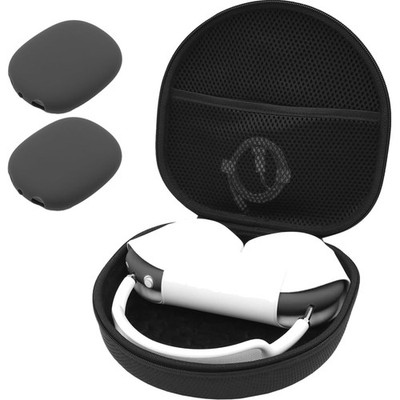 Hartes Headset-Etui für AirPods Max mit 2 Silikonschutzhüllen   Schwarz