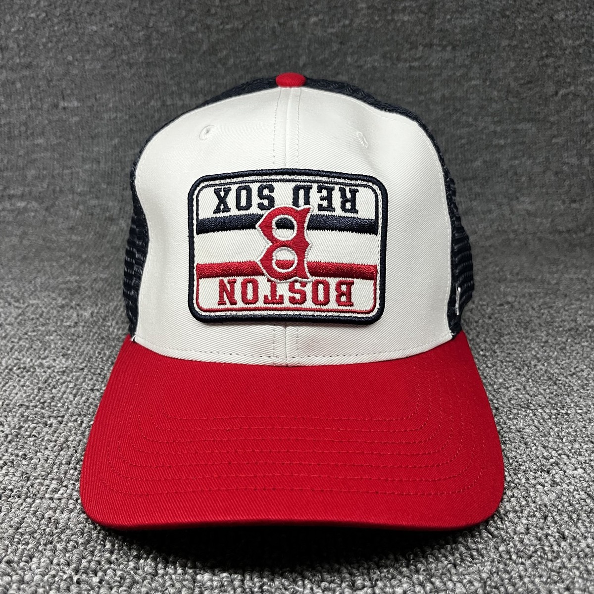 Boston Red Sox '47 Brand Upside Down Patch Trucker Hat Snapback Cap Red White