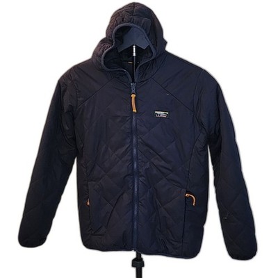 L.L.Bean Kid's M (10-12) Mountain Bound Reversible Hooded Jacket Blue/Cream GUC