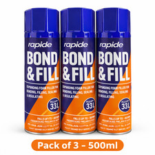 Rapide Bond & Fill Expanding Foam 500ml Insulating Gap Filler Spray 3pk