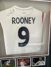 Wayne Rooney Signed England Football Shirt No. 9 Framed Display