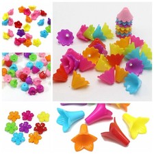 Craft DIY Mixed Bright Color Acrylic Bell Trumpet Flower Beads Cap Jewelry