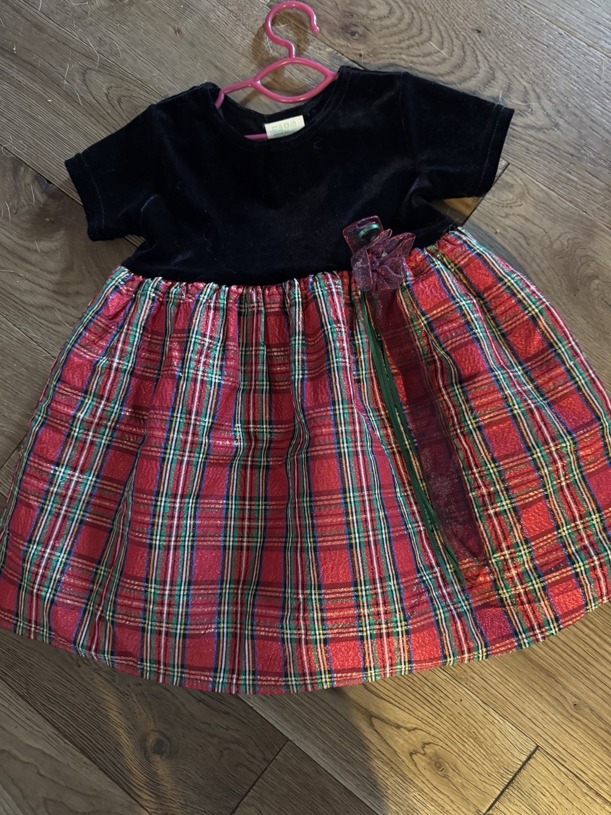 Girls Brooke Lindsay Collection Plaid Holiday Short Sleeve Dress Size 3T