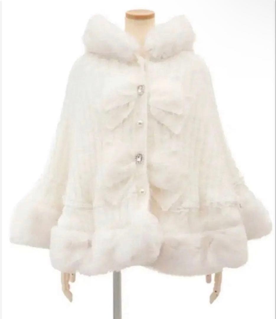 LIZLISA double ribbon knit fur poncho