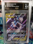 Mewtwo & Mew GX Full Art Holo Card 222/236 Sm-Unified Minds Pokemon GMA 10 GM