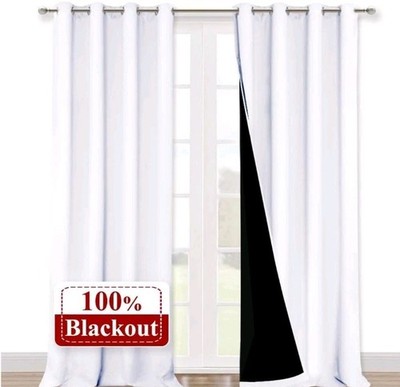  100% Blackout Window Curtain 2 Panels, Heat and Full Light Blocking 52'' X 102''